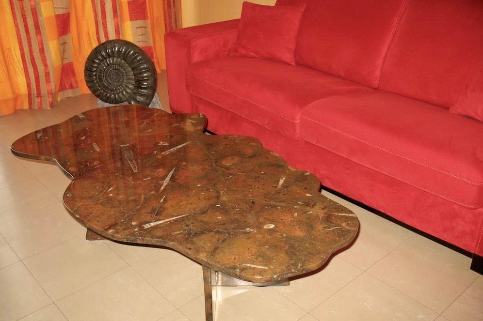 Table en pierre fossilifère d'erfoud