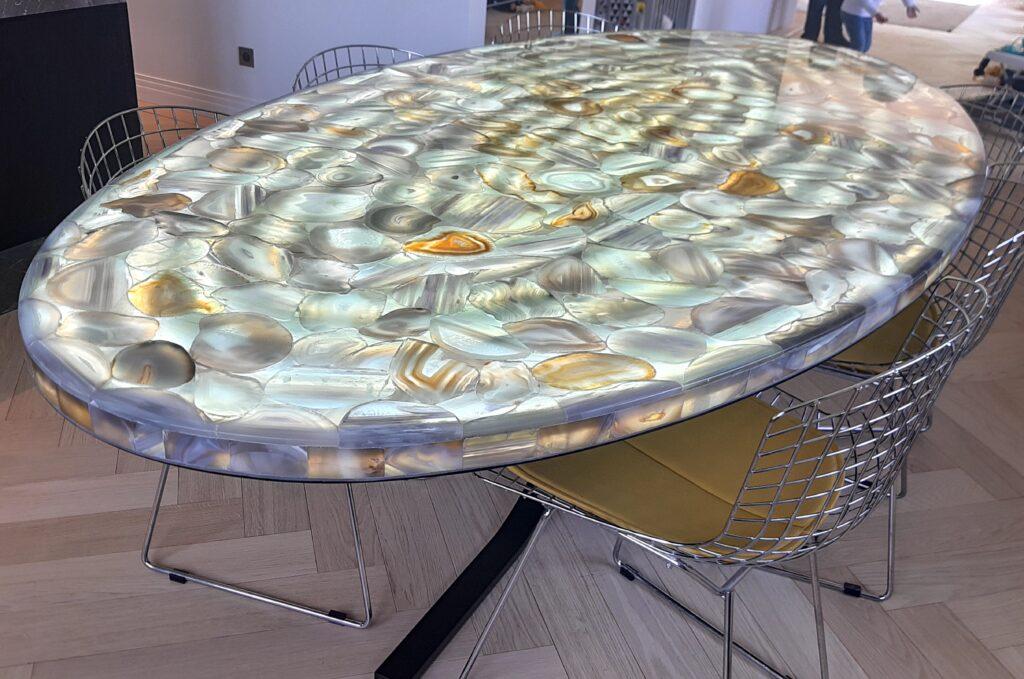 Luminous agate stone diner table