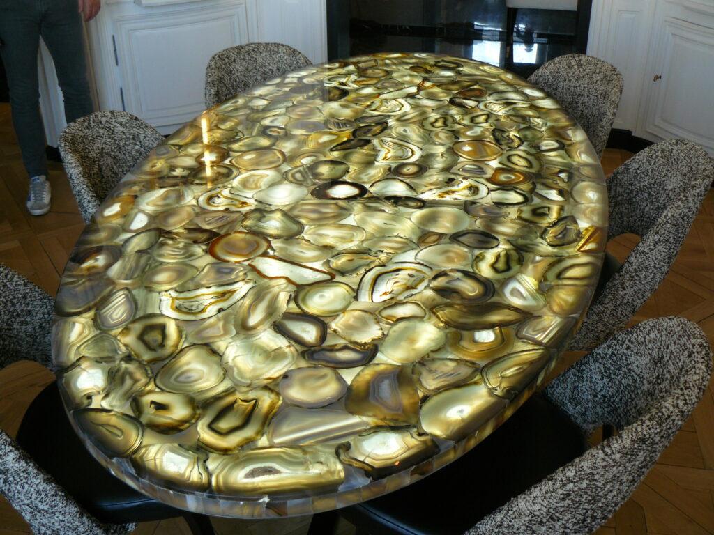 Luminous agate stone diner table