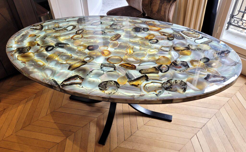 Luminous agate stone diner table